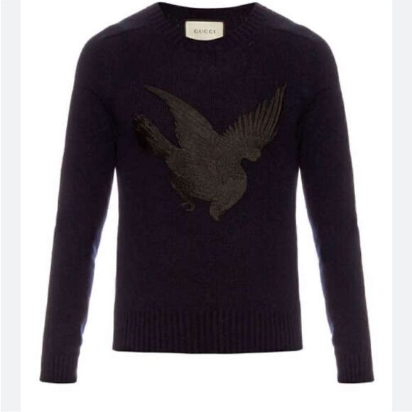 Gucci mens sweater bird wool cashmere blend-AA10 - Picture 1 of 16